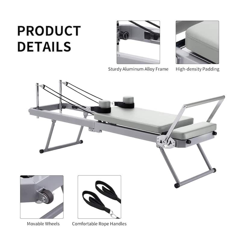 ZENOVA Pilates Reformer，Foldable Pilates Reformer Machine for Home and Gym Use