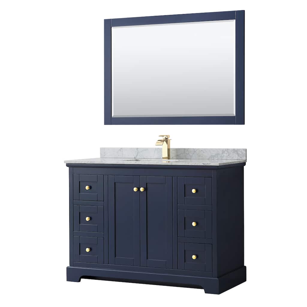 Avery 48-inch Single Vanity, Marble Top, Square Sink, 46-inch Mirror
