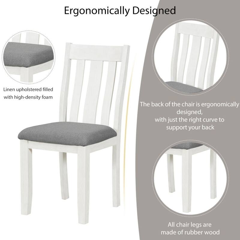 Retro Style 7-Piece Dining Table Set with Extendable Table and 6 Upholstered Chairs