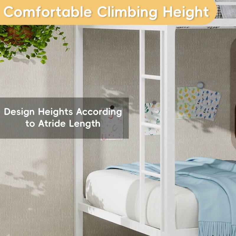Full/Queen Metal Bunk Bed with Heavy-Duty Square Tube Frame, Dual Sleeping Areas, Space-Saving Design for Shared Rooms
