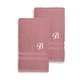preview thumbnail 5 of 27, Authentic Hotel and Spa Omni Turkish Cotton Terry Set of 2 Tea Rose Hand Towels with White Script Monogrammed Initial Pink/B