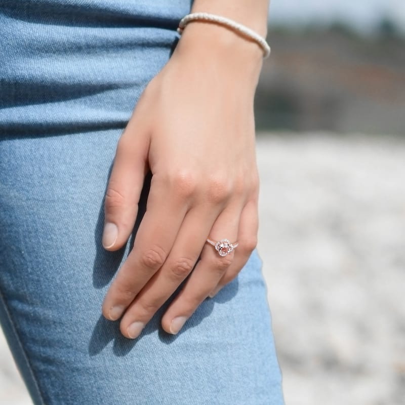 Miadora Signature Collection 14k Rose Gold Morganite and 1/4ct TDW Diamond Quatrefoil Halo Engagement Ring (G-H, I1-I2) - Pink
