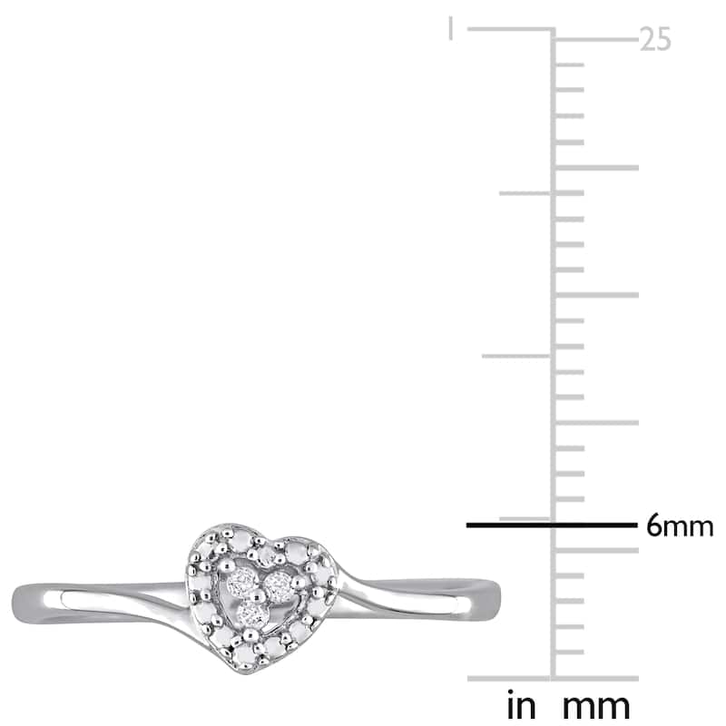 Miadora Diamond Accent Heart Promise Stacking Ring in Sterling Silver