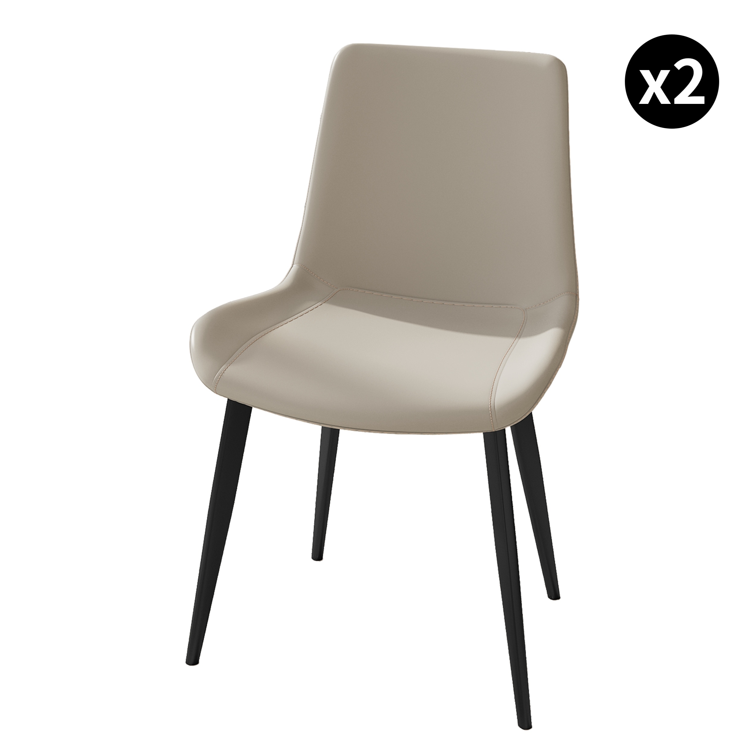 Modern PU Leather Dining Chair w/ Metal Legs, Upholstered Seat, 2/4PCS