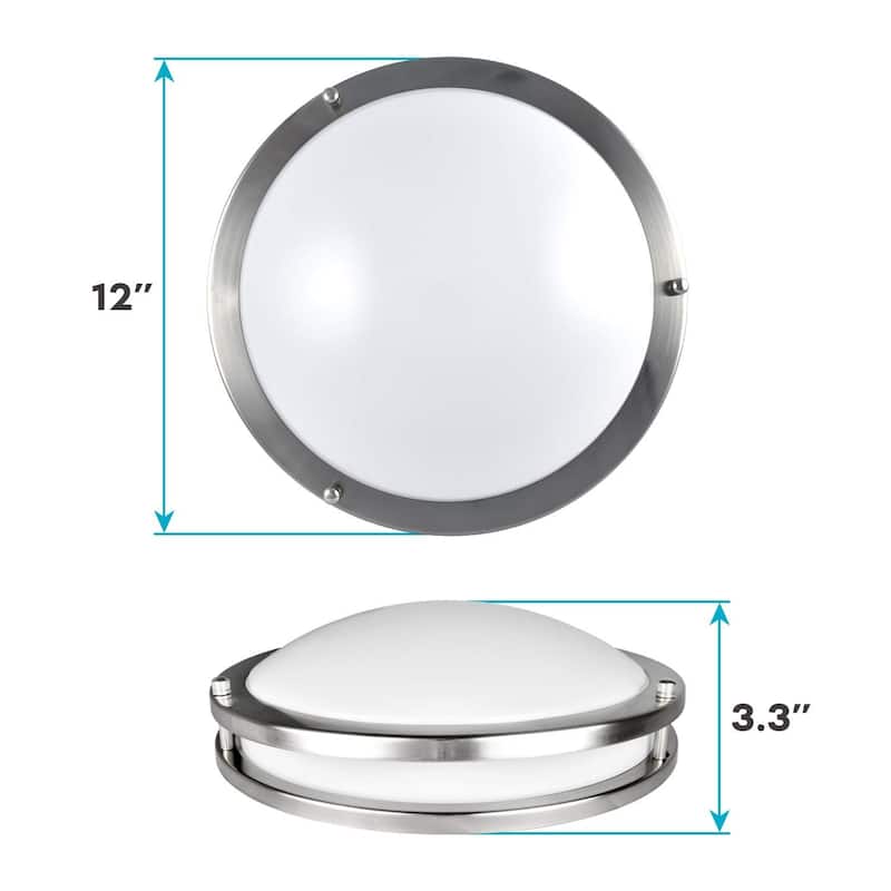 Luxrite 12 Inch LED Flush Mount Ceiling Light, Color Temperature Selectable 2700K | 3000K | 3500K | 4000K | 5000K