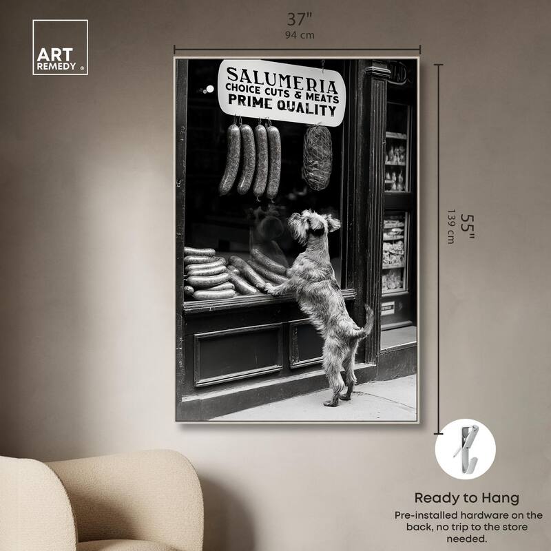 Window Shopping Pup Canvas by Art Remedy