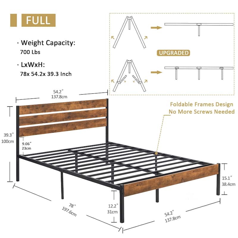 Javlergo Modern 3-Pieces Bedroom Set with Platform Bed Frame and Nightstands