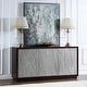 preview thumbnail 2 of 3, Wooden Console Cabinet with 3 Handle-Free Doors in Metallic Silver and Walnut
