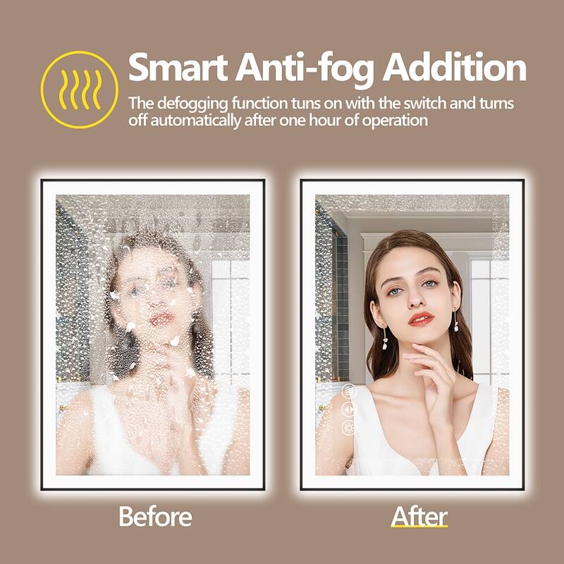 40x32 Inch Frameless LED Bathroom Mirror,Smart Mirror
