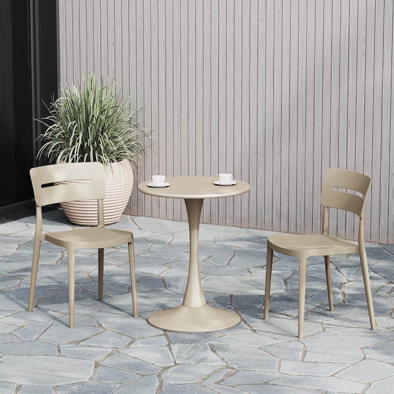 Frond and Form Modern Outdoor Patio Stacking Dining Side Chair (Set of 2)