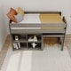 preview thumbnail 12 of 15, Max and Lily Farmhouse Twin-Size Low Loft with 4-Shelf Bookcase and Desk Driftwood