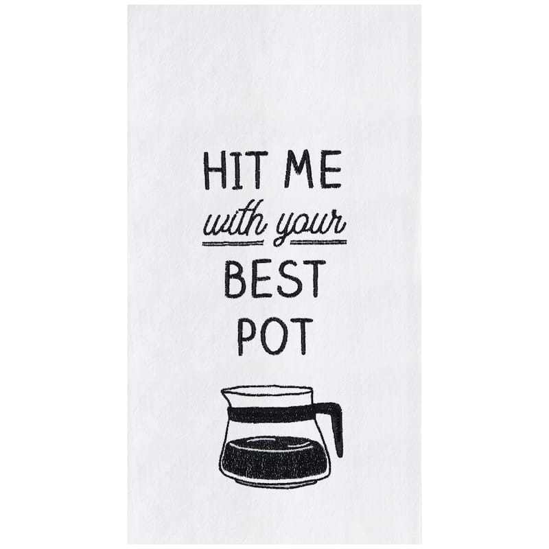 27" x 18" Best Pot Kitchen and Bathroom Embroidered Hand Towel - Black