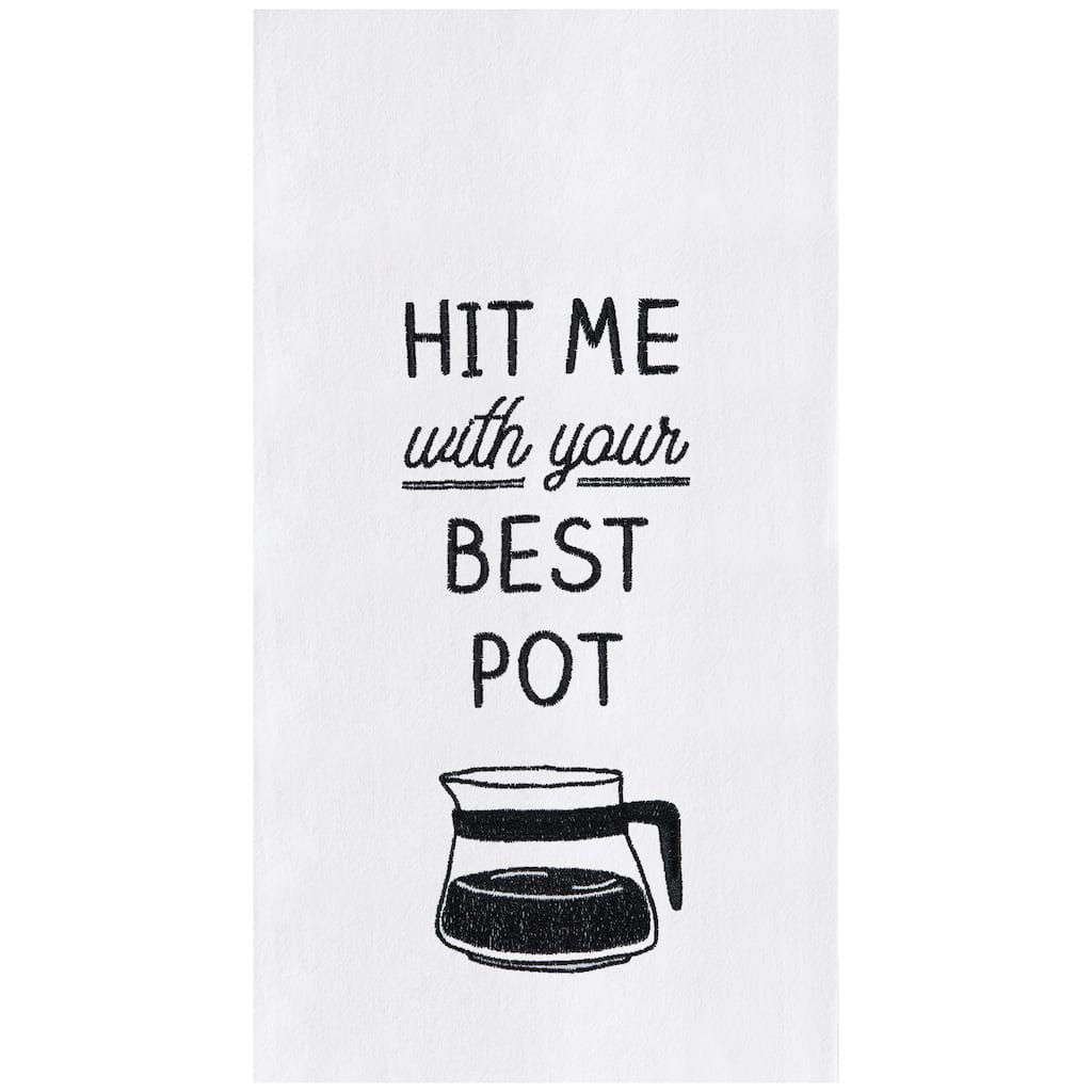 27" x 18" Best Pot Kitchen and Bathroom Embroidered Hand Towel - Black