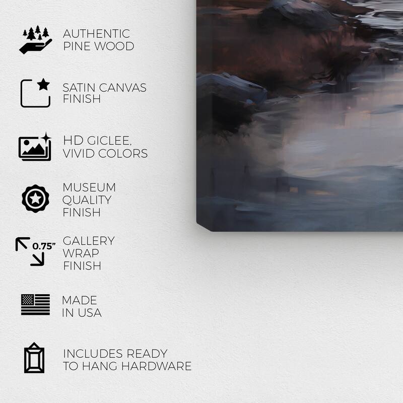 Wynwood Studio Canvas Nature and Landscape Nature Cloudy Landscape Gray and Silver Traditional Wall Art Canvas Print