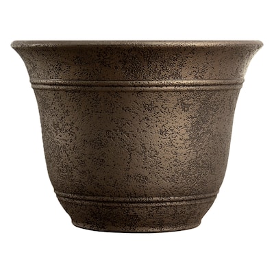 HC Companies 13-Inch Wide Sierra Planter Round Plastic Planter, Nordic Bronze - 13"