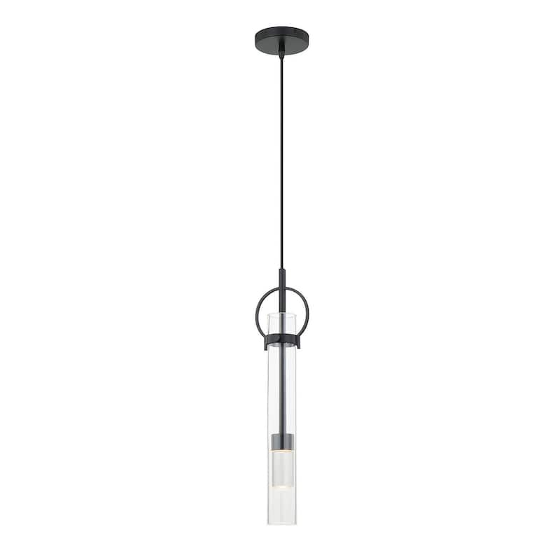 Justice Design Group Chloe LED Tall Pendant - Clear Glass/Matte Black