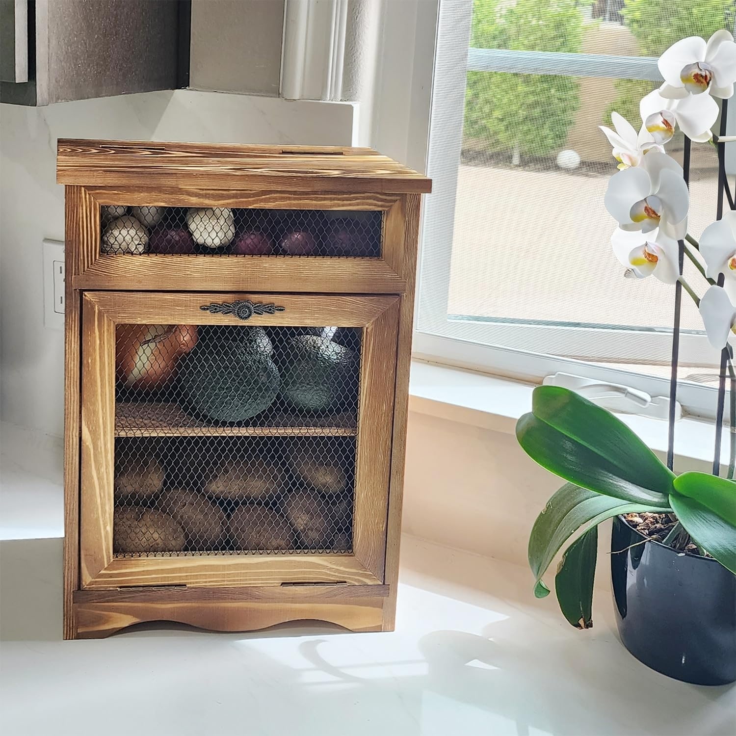 Wooden Countertop Potato and Onion Storage Bin Box Rustic Color S On Sale Bed Bath Beyond 39956497