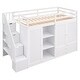 preview thumbnail 8 of 14, Loft Bed with Storage Shelves, Wardrobes, and Drawers, White