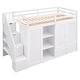 preview thumbnail 10 of 16, Stylish & Simple Functional Loft Bed with 3 Shelves, 2 Wardrobes and 2 Drawers, Ladder with Storage, No Box Spring Needed, White