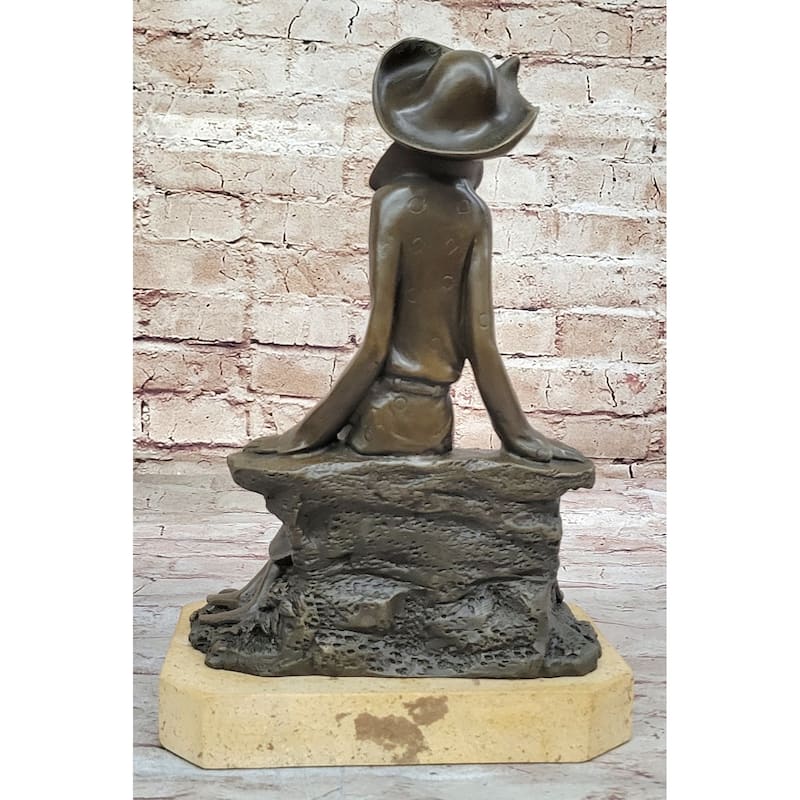Fashionable Woman With Large Hat And Imitative Dog - Bronze Metal Art Deco Sculpture By Milo