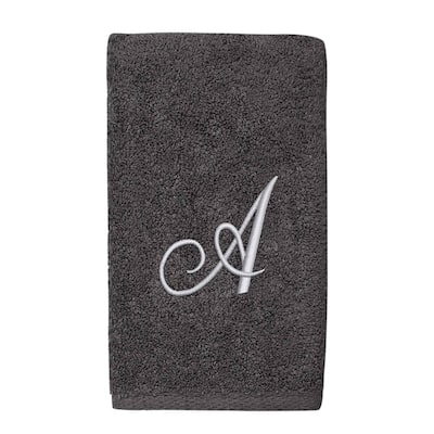 Avanti Linens Granite/Silver Script Monogram Hand Towel Letter A - Hand Towel