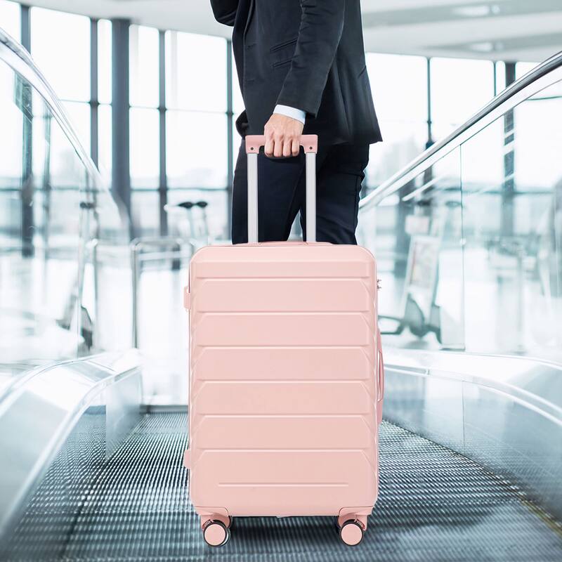 20"/24"/28" 3-Piece, Modern Luggage Sets with Retractable Handle and Combination Lock, for Boarding Travel, Pink