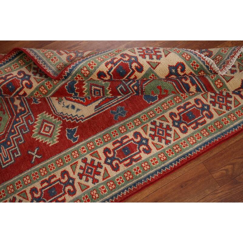 Kazak Foyer Rug Hand-Knotted Wool Carpet - 3'3" x 4'6"
