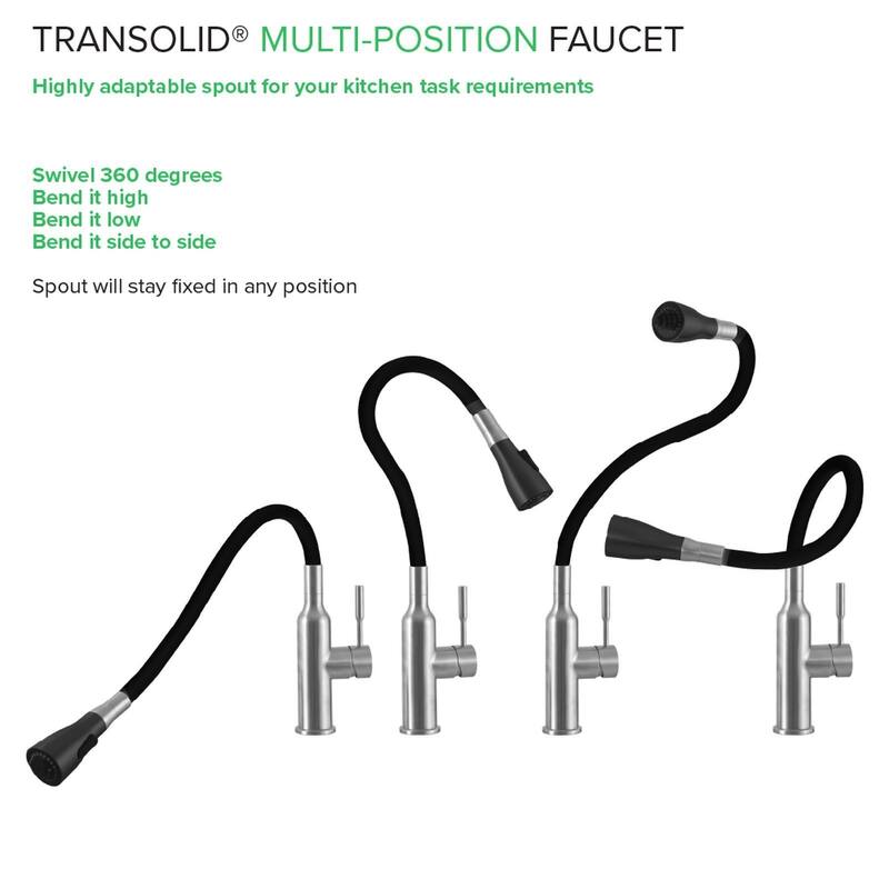 Transolid Kitchen/Laundry Faucet with Dual Spray and Flex Neck - N/A