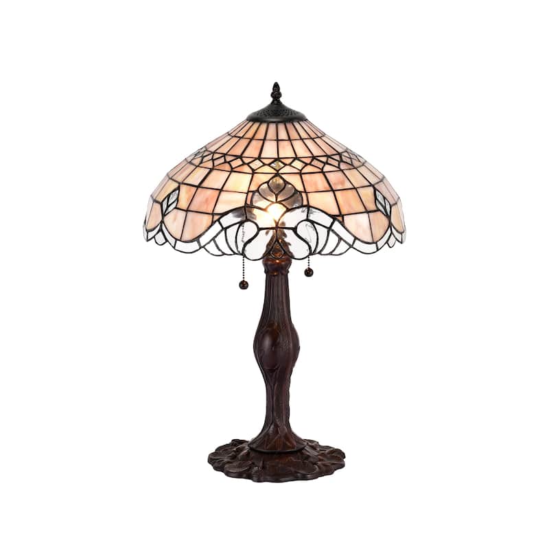 Tiffany-style Pearl White Baroque Table Lamp