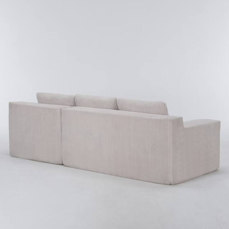 Corduroy L-Shaped Modular Sofa, Luxury Foam-Filled Floor Couch