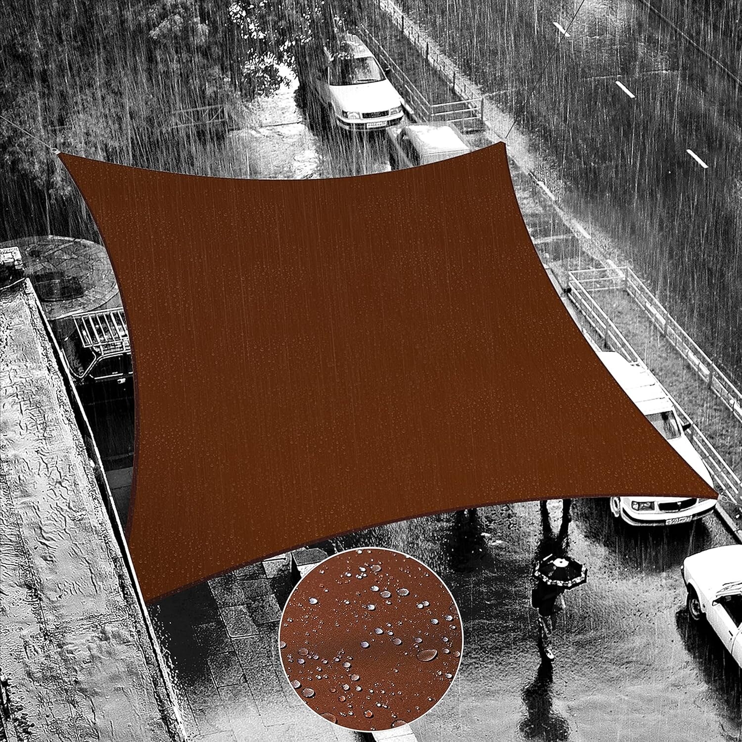 9' x 20' Brown Waterproof Rectangle Sun Shade Sail with 95% UV Block for Patio Deck Garden