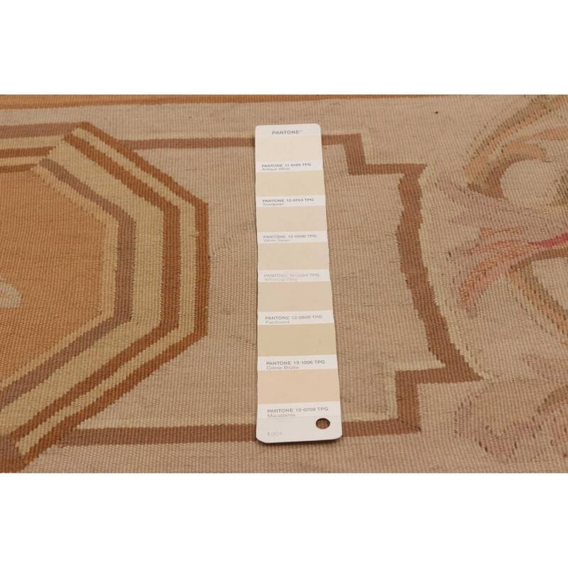 ECARPETGALLERY Flat-Weave Dynasty Ivory Wool Tapestry Kilim - 7'7 x 9'4