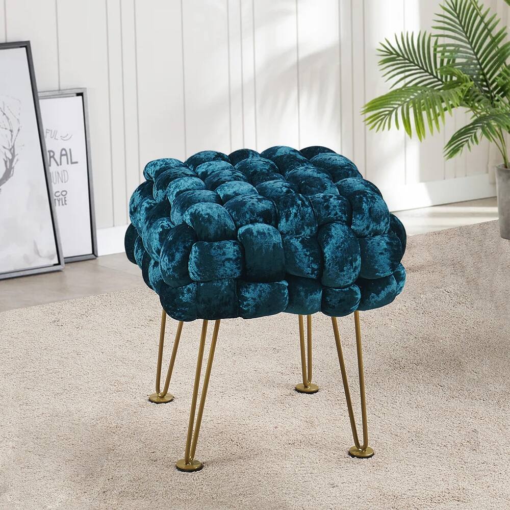 Home Soft Things Crushed Velvet Pouf Stool Ottoman