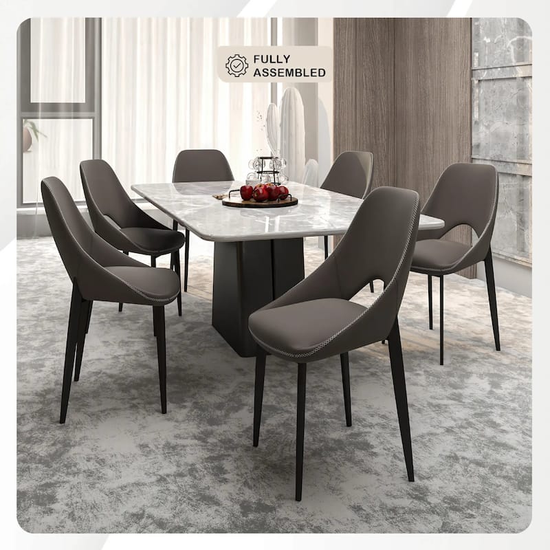 Amalfi Mid-Century Modern Upholstered Dining Chair - Open Back Side Chair with Metal Legs for Kitchen, Dining Room & Living Room