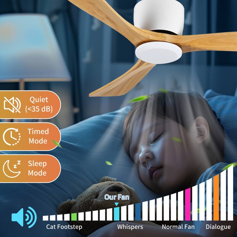 42 Inch Ceiling Fan no light with Remote Control, Low Profile Ceiling Fan without Light,Noiseless Reversible DC Motor with Timer