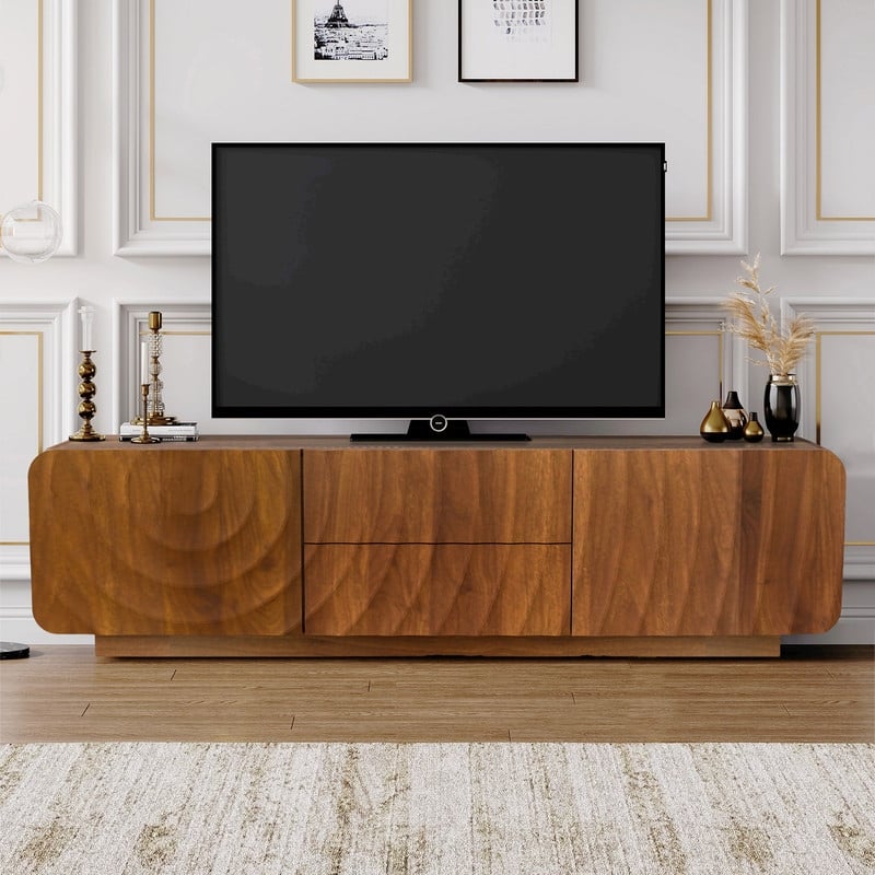 Modern 58-Inch TV Stand for TVs up to 65", Media TV Console With Storage for Living Room or Bedroom - Walnut