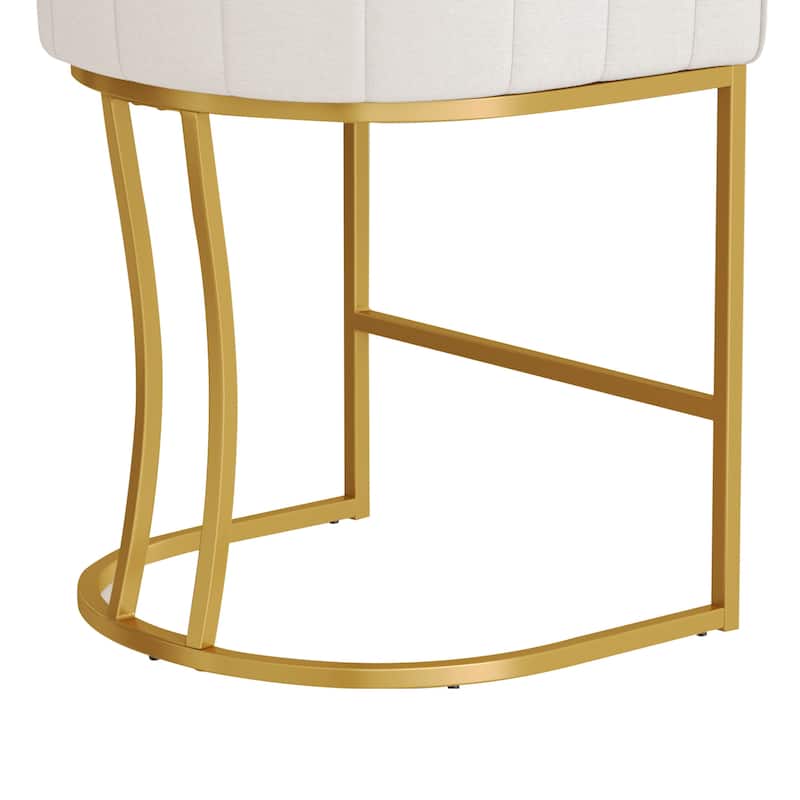 LUE BONA Modern 26.in Low Back Counter Height Barstools Upholstered/PU Leather Barrel Set of 2 Bar Stools with Metal Frame