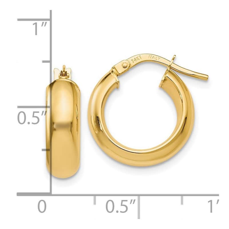 Curata 14k Yellow Gold Polished 5x17mm Wide Hoop Earrings