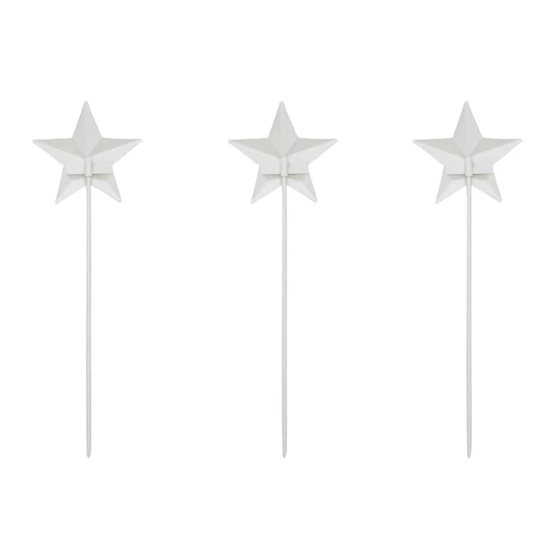 Painted Metal American Flag Theme Star on Pick Set of 3 12x3.5