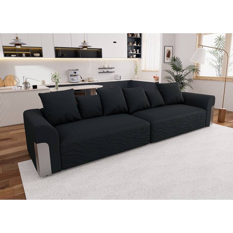 127.4″ Fabric 4-Seater Cloud Sofa with Deep Seats & Pillows