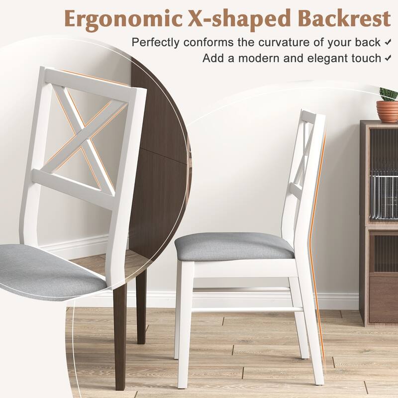 Gymax Dining Chairs Set of 2 Upholstered Kitchen Side Chairs w/ Rubber
