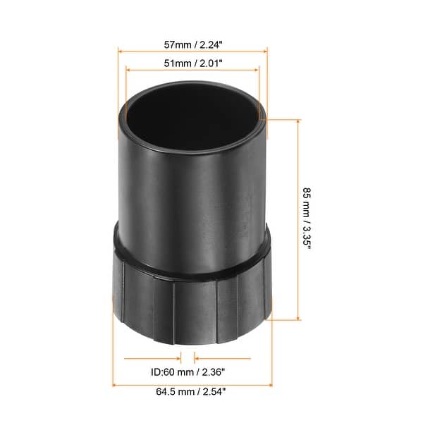 51mm to 60mm ID Vacuum Hose Reducer Adapter Cleaner Hose Coupler Black