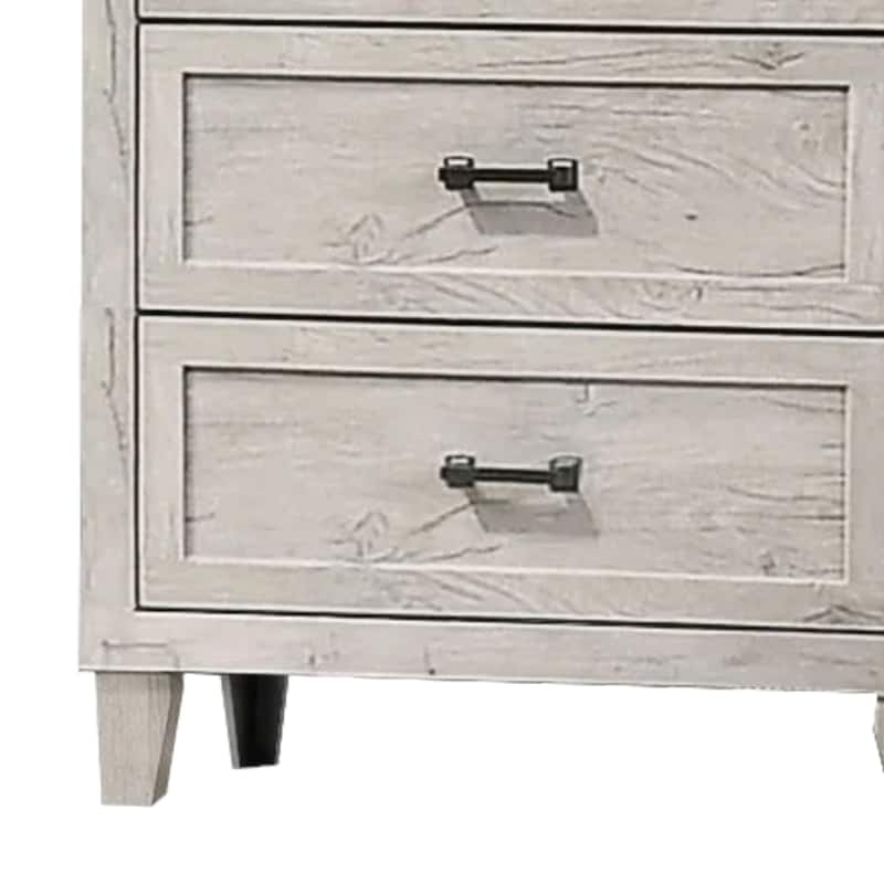 Miot Tall Dresser Chest, 4 Drawers w Metal Handles, White Wash Wood