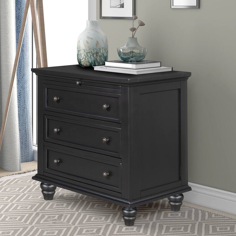 U_STYLE 28'' Painted Nightstand: 3 Drawers + Pull-Out Tray - Minimalist Design