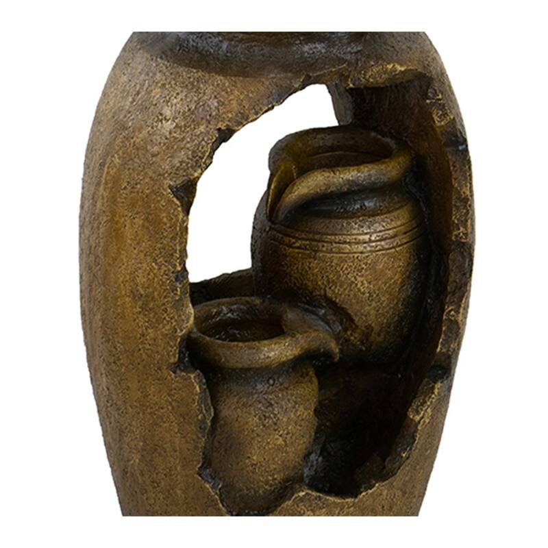 3 Tier Brown Water Fountain with Pot Design