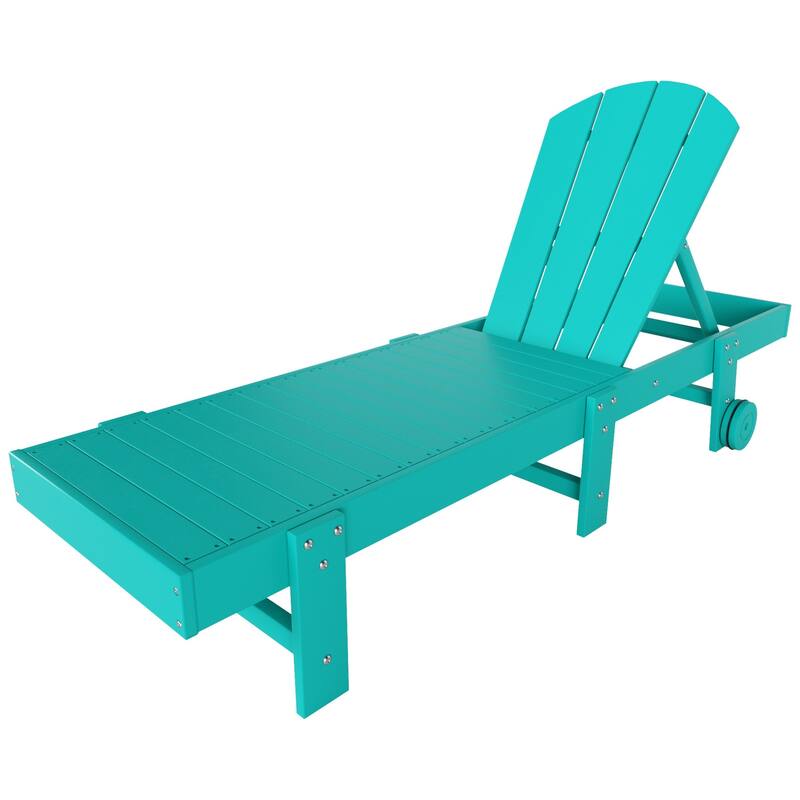 Polytrends Laguna Hdpe All Weather Outdoor Patio Pool Reclining Armless Chaise Lounge With Wheels (Set Of 2)