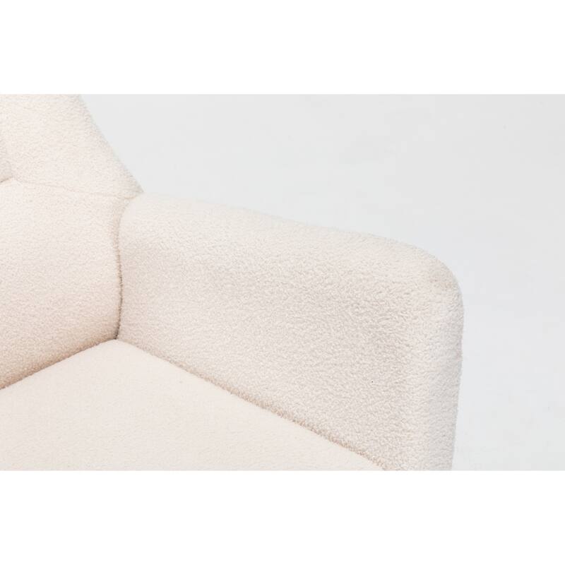 Teddy Upholstered Glider Rocking Chair, Reading Chair with High Backrest, Lounge Chair with Armrest and Wooden Legs