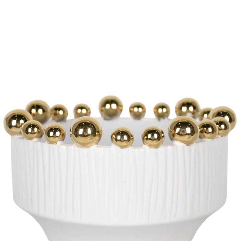 Ceramic Bowls Beaded Edge Elegant Craft Accent (Set of 3) - 4/5" White - 10" x 10" x 5"