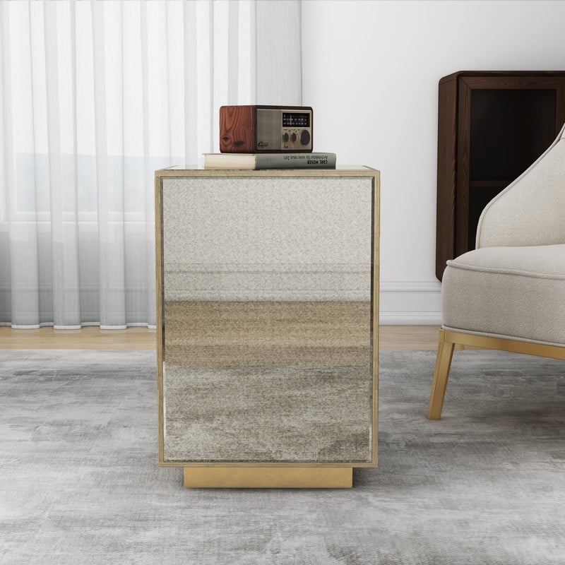 Vintage Mirrored End Table Side Table