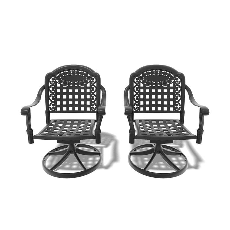 Black Swivel Aluminum Patio Outdoor Dining Chair (2-Pack)